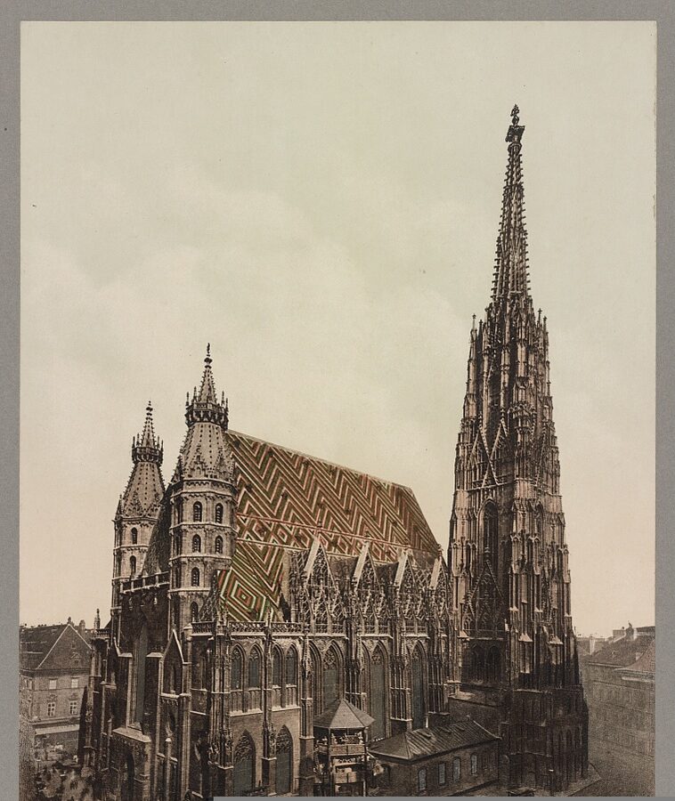 Fotocromía de la catedral de San Esteban en Viena, hacia 1900